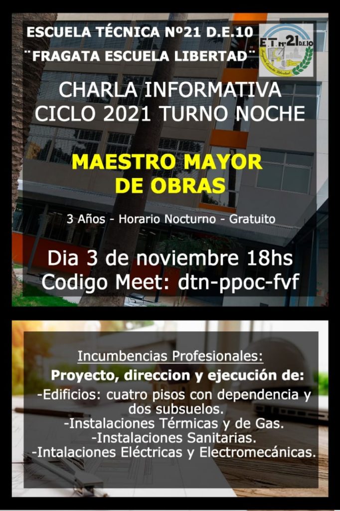 Charla Informativa De La Especialidad "Maestro Mayor De Obras"